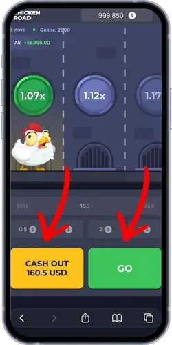 Interfaccia Chicken Road con griglia moltiplicatori
