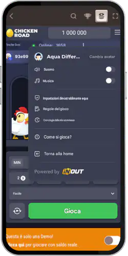 Chicken Road demo Menu